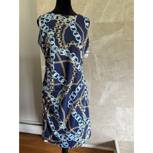J. Mclaughlin Sleeveless Sage Dress Large Blue Catalina Cloth Preppy Mob Wife - Picture 7 of 13